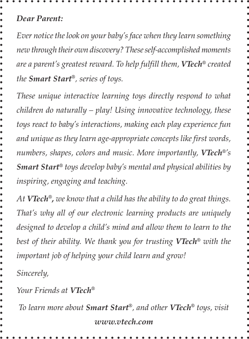 Page 2 of 10 - Vtech Vtech-Play-And-Learn-Fun-Fair-Owners-Manual- Play Learn Fun Fair  Vtech-play-and-learn-fun-fair-owners-manual