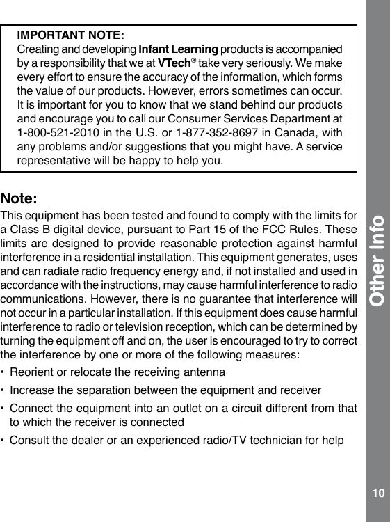 Page 10 of 11 - Vtech Vtech-Pop-And-Count-Vacuum-Owners-Manual-  Vtech-pop-and-count-vacuum-owners-manual