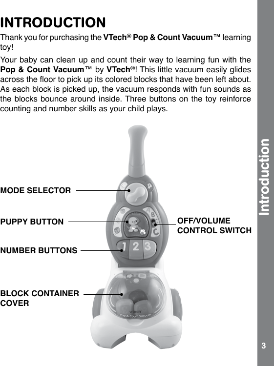 Page 3 of 11 - Vtech Vtech-Pop-And-Count-Vacuum-Owners-Manual-  Vtech-pop-and-count-vacuum-owners-manual