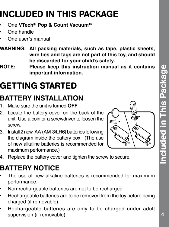 Page 4 of 11 - Vtech Vtech-Pop-And-Count-Vacuum-Owners-Manual-  Vtech-pop-and-count-vacuum-owners-manual