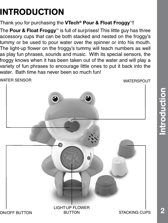 Page 3 of 10 - Vtech Vtech-Pour-And-Float-Froggy-Owners-Manual-  Vtech-pour-and-float-froggy-owners-manual