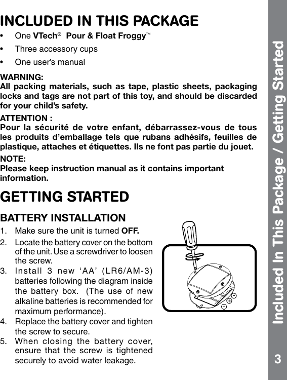 Page 4 of 10 - Vtech Vtech-Pour-And-Float-Froggy-Owners-Manual-  Vtech-pour-and-float-froggy-owners-manual