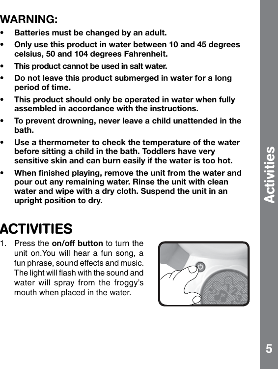 Page 6 of 10 - Vtech Vtech-Pour-And-Float-Froggy-Owners-Manual-  Vtech-pour-and-float-froggy-owners-manual