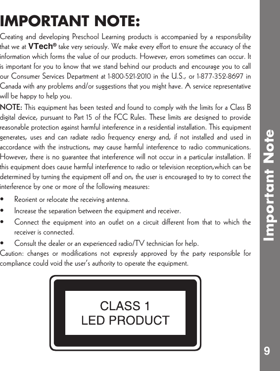 Page 10 of 10 - Vtech Vtech-Princess-Fantasy-Learning-Tablet-Owners-Manual-  Vtech-princess-fantasy-learning-tablet-owners-manual