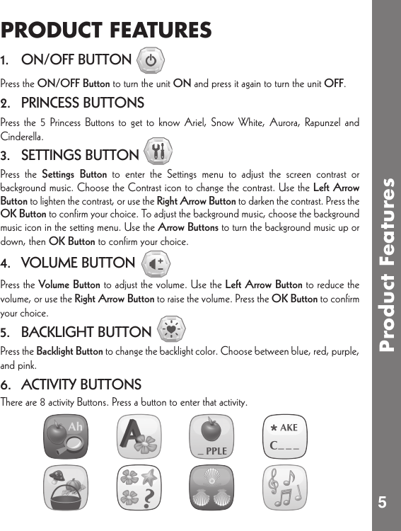 Page 6 of 10 - Vtech Vtech-Princess-Fantasy-Learning-Tablet-Owners-Manual-  Vtech-princess-fantasy-learning-tablet-owners-manual