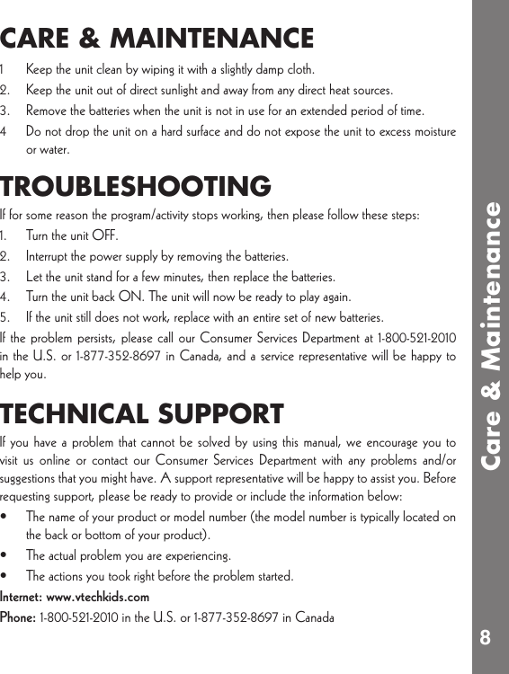 Page 9 of 10 - Vtech Vtech-Princess-Fantasy-Learning-Tablet-Owners-Manual-  Vtech-princess-fantasy-learning-tablet-owners-manual