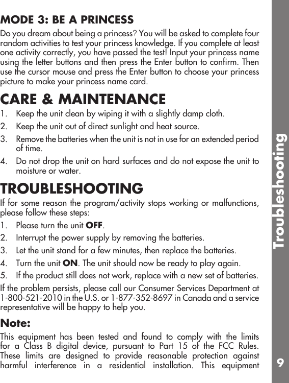 Page 10 of 11 - Vtech Vtech-Princess-Magical-Learning-Laptop-Owners-Manual-  Vtech-princess-magical-learning-laptop-owners-manual