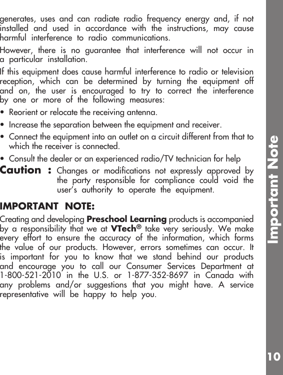Page 11 of 11 - Vtech Vtech-Princess-Magical-Learning-Laptop-Owners-Manual-  Vtech-princess-magical-learning-laptop-owners-manual