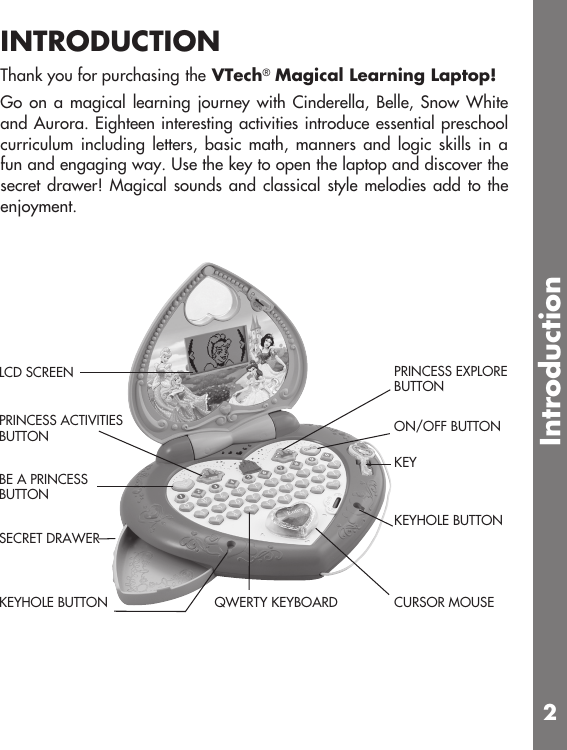 Page 3 of 11 - Vtech Vtech-Princess-Magical-Learning-Laptop-Owners-Manual-  Vtech-princess-magical-learning-laptop-owners-manual