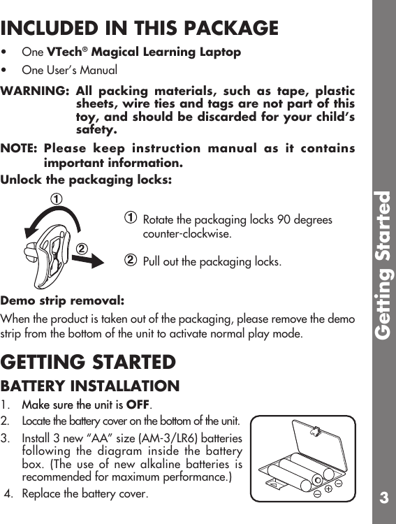 Page 4 of 11 - Vtech Vtech-Princess-Magical-Learning-Laptop-Owners-Manual-  Vtech-princess-magical-learning-laptop-owners-manual