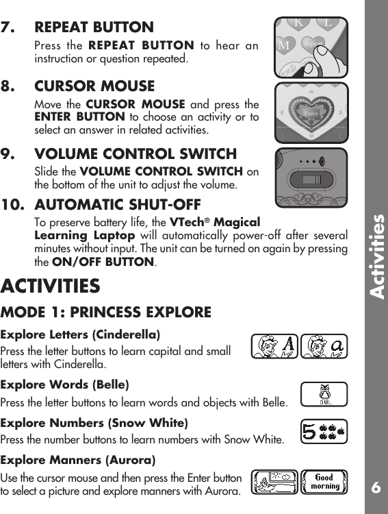 Page 7 of 11 - Vtech Vtech-Princess-Magical-Learning-Laptop-Owners-Manual-  Vtech-princess-magical-learning-laptop-owners-manual
