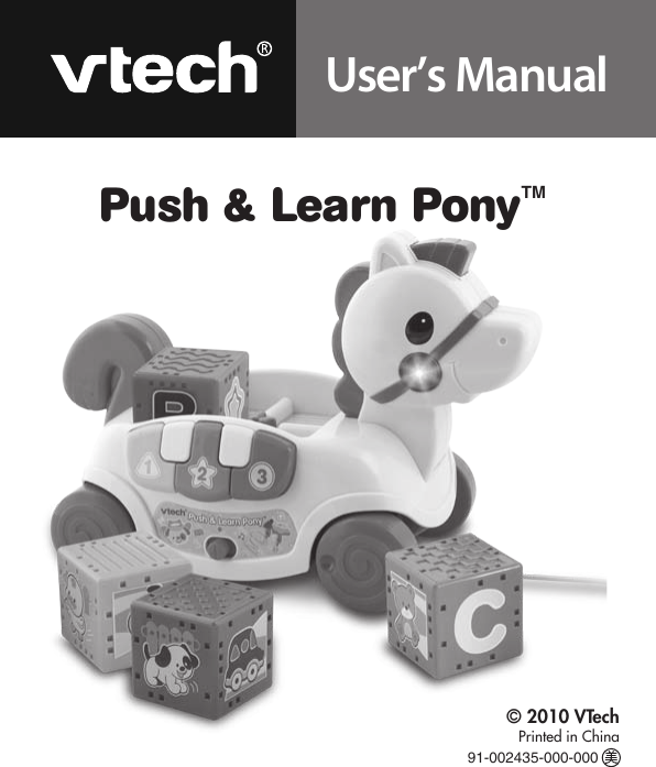 Page 1 of 10 - Vtech Vtech-Push-And-Learn-Pony-Owners-Manual-  Vtech-push-and-learn-pony-owners-manual