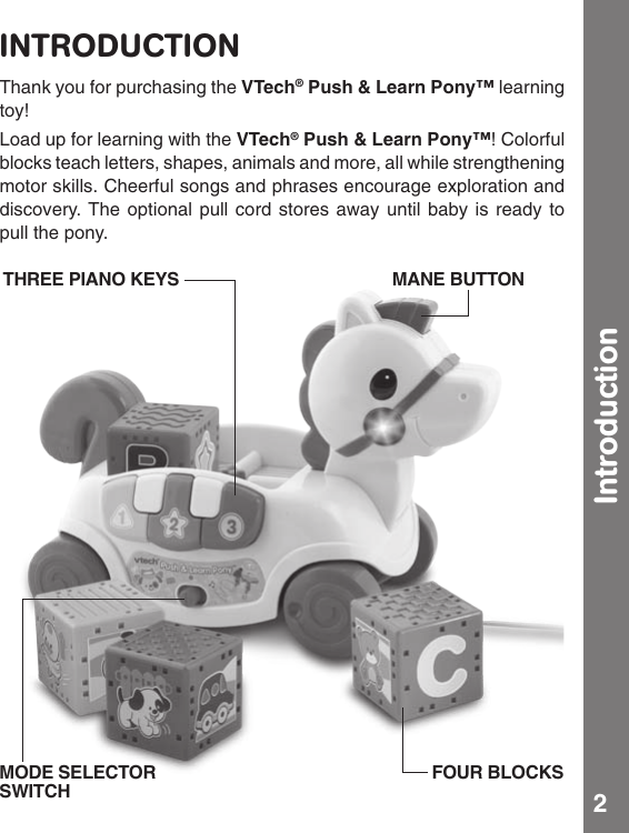 Page 3 of 10 - Vtech Vtech-Push-And-Learn-Pony-Owners-Manual-  Vtech-push-and-learn-pony-owners-manual