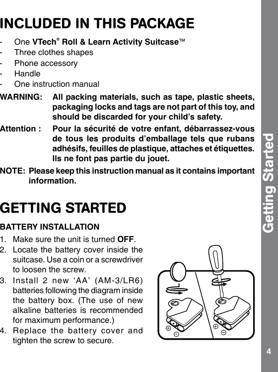 Page 4 of 12 - Vtech Vtech-Roll-And-Learn-Activity-Suitcase-Owners-Manual-  Vtech-roll-and-learn-activity-suitcase-owners-manual