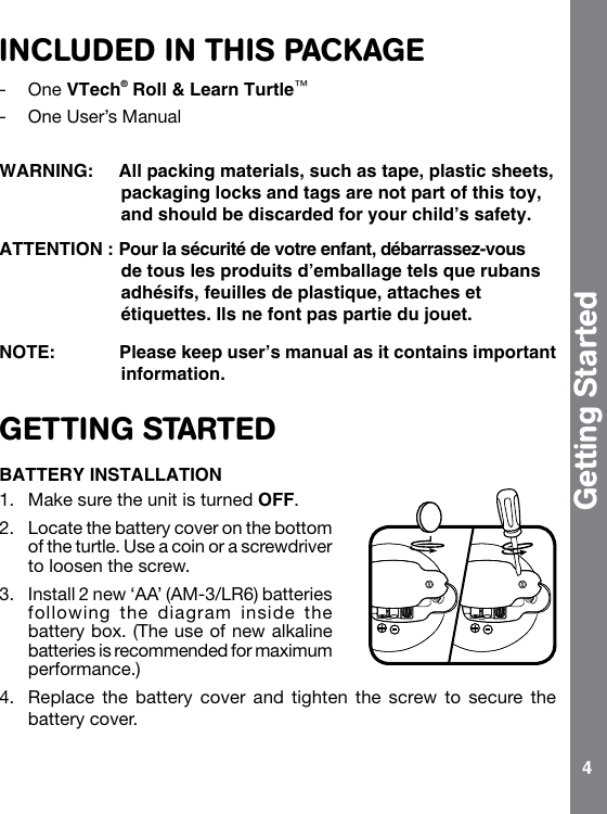 Page 4 of 10 - Vtech Vtech-Roll-And-Learn-Turtle-Owners-Manual-  Vtech-roll-and-learn-turtle-owners-manual