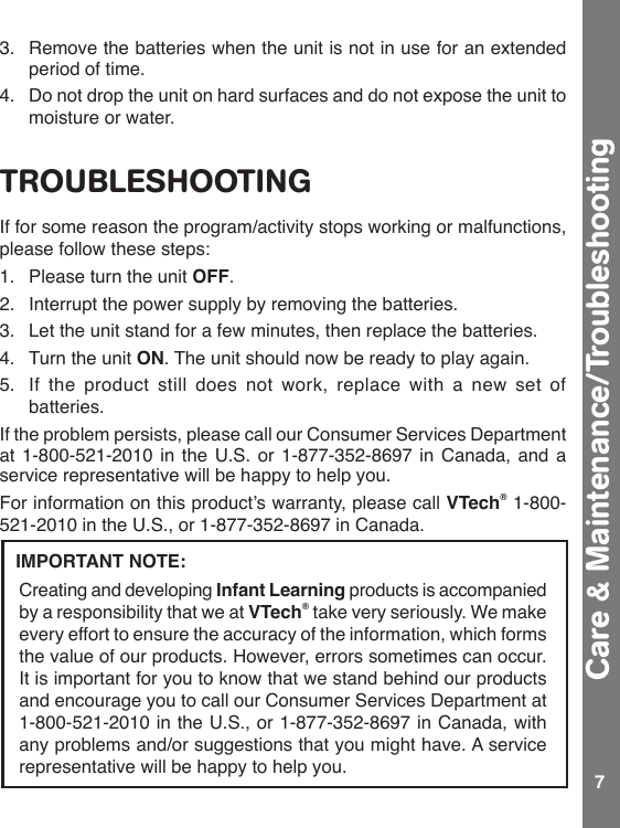 Page 8 of 9 - Vtech Vtech-Roll-And-Sing-Caterpillar-Owners-Manual- Roll & Sing Caterpillar - Manual  Vtech-roll-and-sing-caterpillar-owners-manual