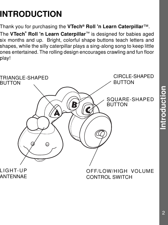 Page 3 of 9 - Vtech Vtech-Roll-N-Learn-Caterpillar-Owners-Manual- 56503 IM  Vtech-roll-n-learn-caterpillar-owners-manual