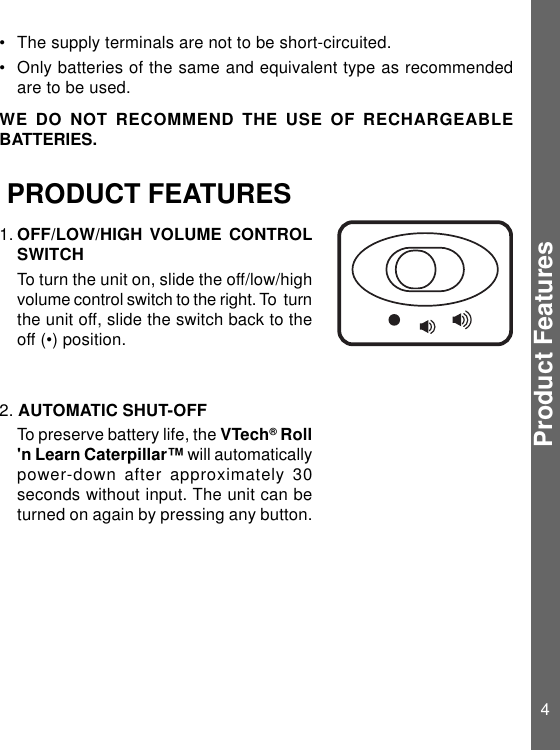 Page 5 of 9 - Vtech Vtech-Roll-N-Learn-Caterpillar-Owners-Manual- 56503 IM  Vtech-roll-n-learn-caterpillar-owners-manual