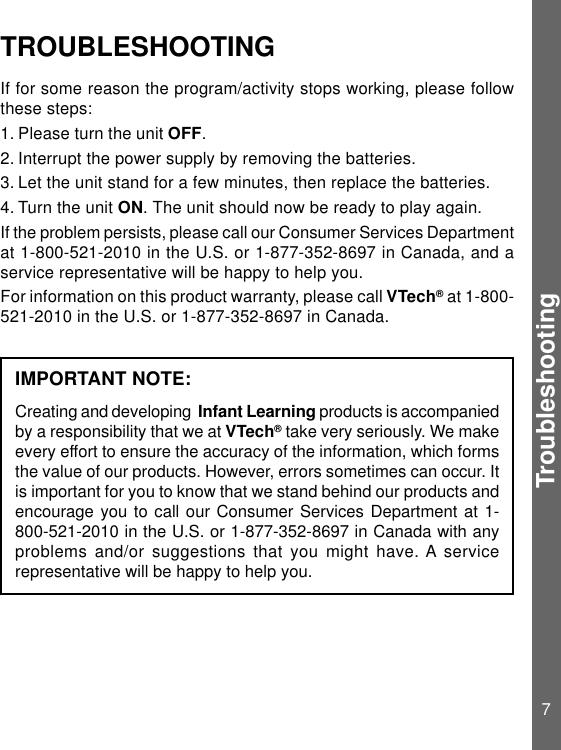 Page 8 of 9 - Vtech Vtech-Roll-N-Learn-Caterpillar-Owners-Manual- 56503 IM  Vtech-roll-n-learn-caterpillar-owners-manual