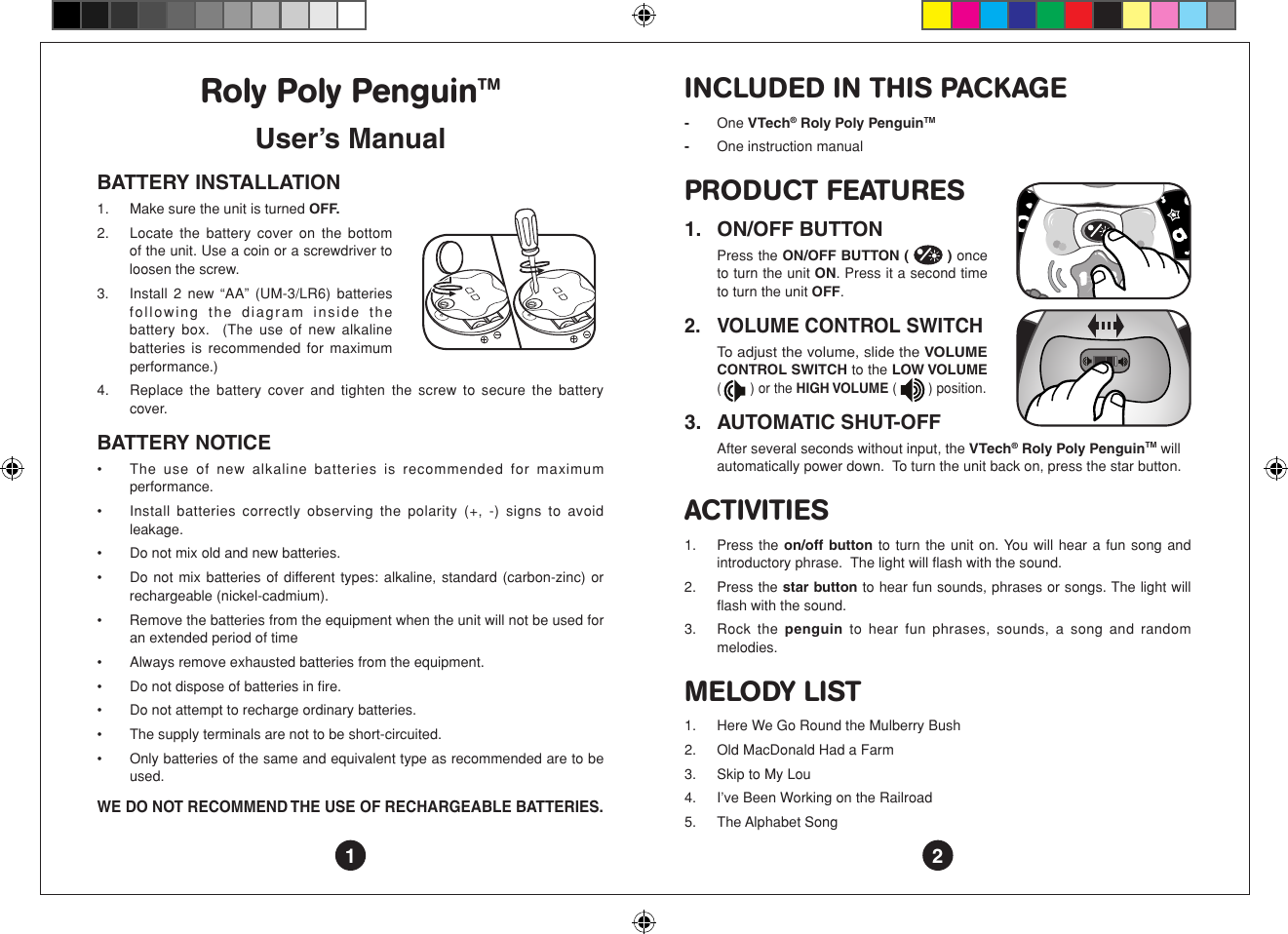 Page 1 of 2 - Vtech Vtech-Roly-Poly-Penguin-Owners-Manual- Roly Poly Penguin  Vtech-roly-poly-penguin-owners-manual