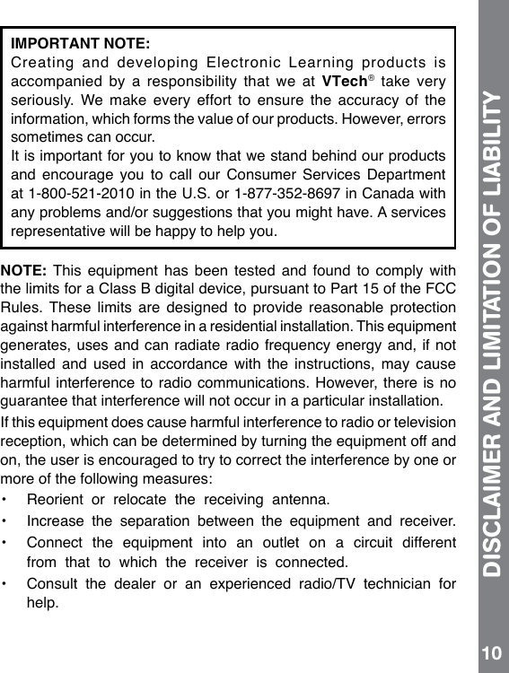 Page 11 of 12 - Vtech Vtech-Scroll-And-Learn-Camera-Owners-Manual-  Vtech-scroll-and-learn-camera-owners-manual