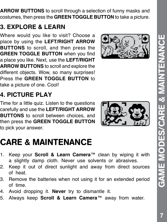 Page 8 of 12 - Vtech Vtech-Scroll-And-Learn-Camera-Owners-Manual-  Vtech-scroll-and-learn-camera-owners-manual