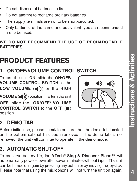 Page 5 of 10 - Vtech Vtech-Sing-And-Discover-Piano-Owners-Manual- Sing & Discover Piano  Vtech-sing-and-discover-piano-owners-manual