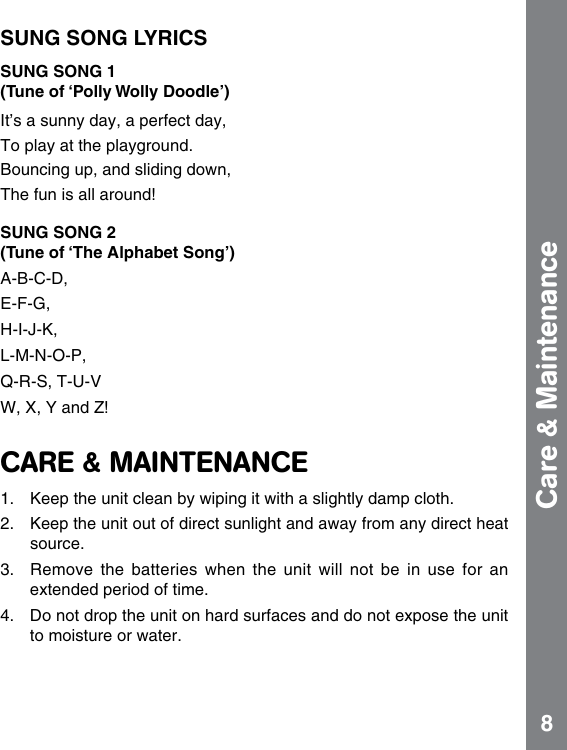 Page 9 of 12 - Vtech Vtech-Sliding-Songs-Bead-Maze-Owners-Manual-  Vtech-sliding-songs-bead-maze-owners-manual