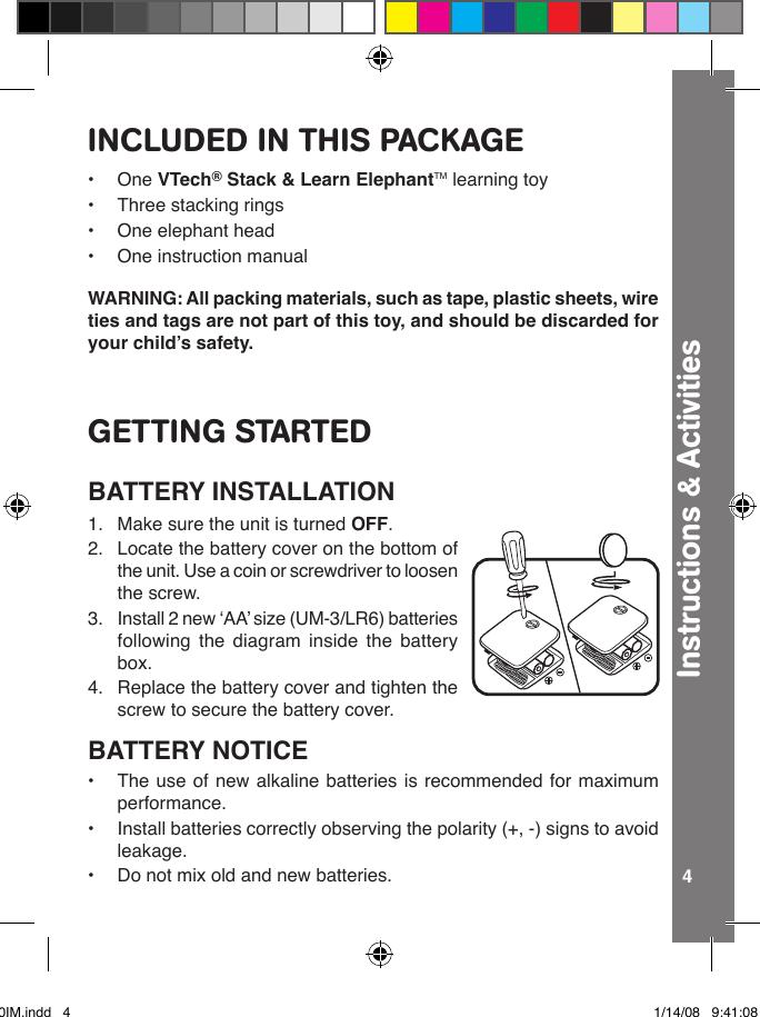 Page 4 of 10 - Vtech Vtech-Stack-And-Learn-Elephant-Owners-Manual- Stack & Learn Elephant  Vtech-stack-and-learn-elephant-owners-manual