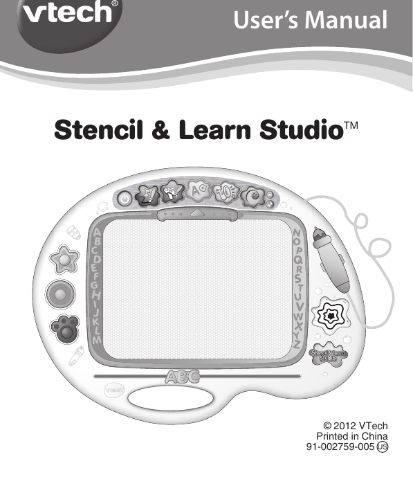 Page 1 of 12 - Vtech Vtech-Stencil-And-Learn-Studio-Owners-Manual-  Vtech-stencil-and-learn-studio-owners-manual