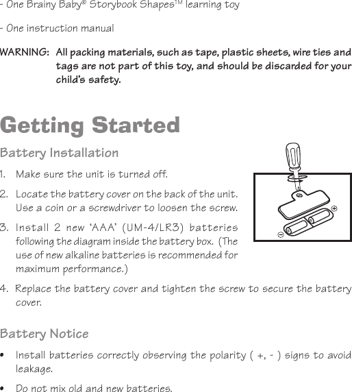 Page 4 of 9 - Vtech Vtech-Storybook-Shapes-Owners-Manual- 62160 IM  Vtech-storybook-shapes-owners-manual