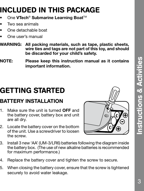 Page 4 of 11 - Vtech Vtech-Submarine-Learning-Boat-Owners-Manual-  Vtech-submarine-learning-boat-owners-manual