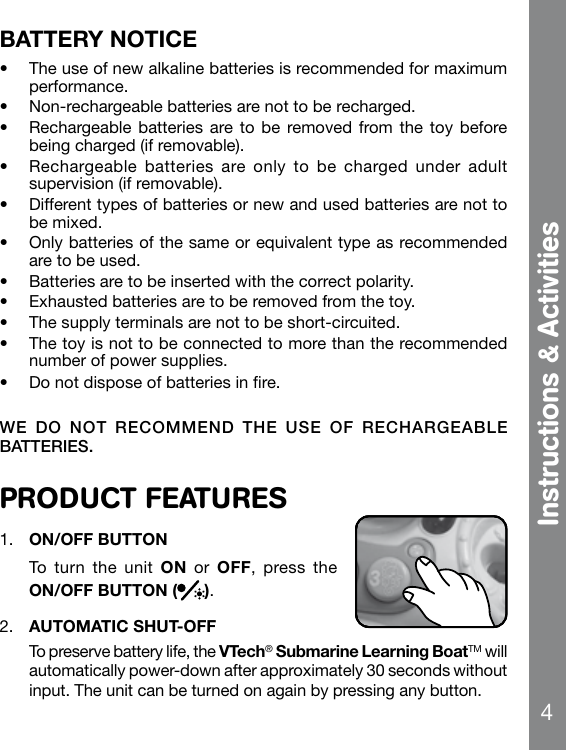 Page 5 of 11 - Vtech Vtech-Submarine-Learning-Boat-Owners-Manual-  Vtech-submarine-learning-boat-owners-manual