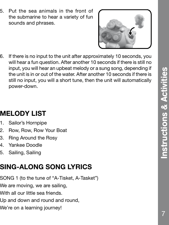 Page 8 of 11 - Vtech Vtech-Submarine-Learning-Boat-Owners-Manual-  Vtech-submarine-learning-boat-owners-manual