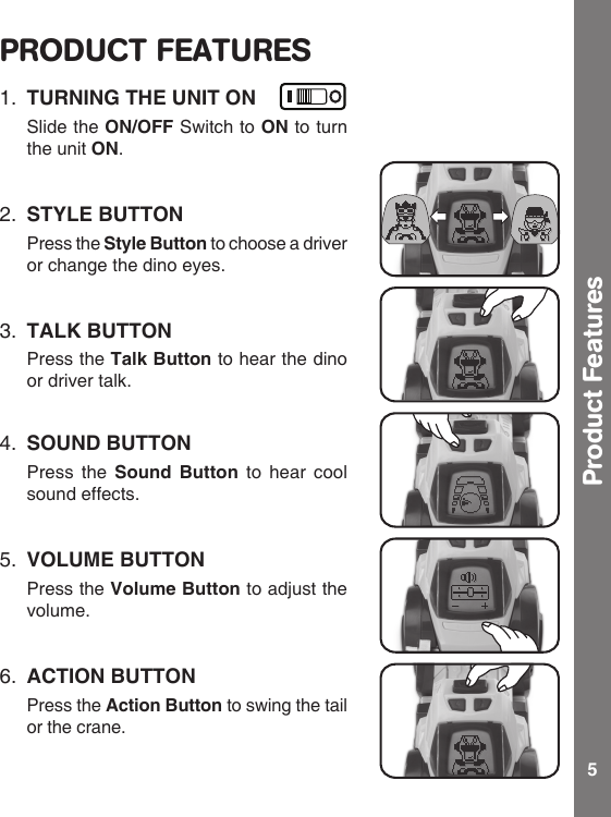 Page 6 of 12 - Vtech Vtech-Switch-And-Go-Dinos-Attila-The-Ankylosaurus-Owners-Manual-  Vtech-switch-and-go-dinos-attila-the-ankylosaurus-owners-manual