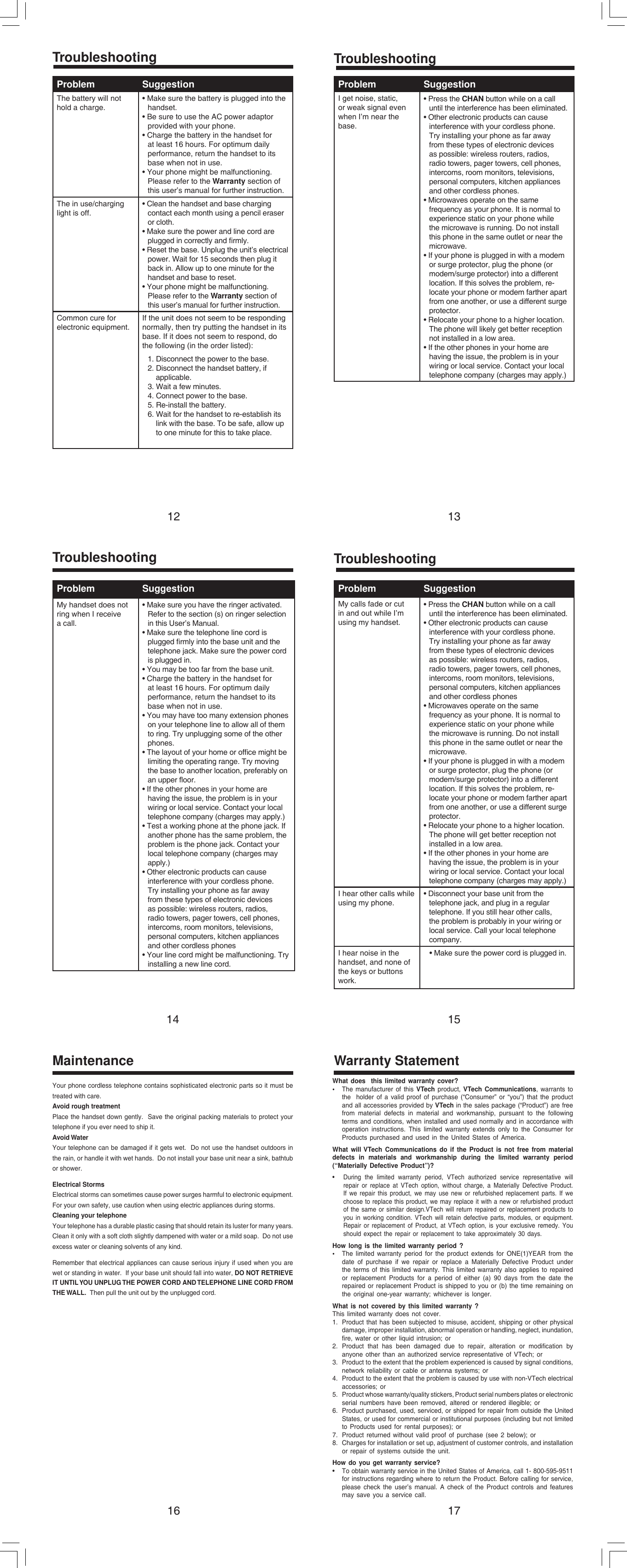 Page 3 of 4 - Vtech Vtech-T2308-Users-Manual- 91-000397-020-000t2308 Manual-eng Vtech-t2308-users-manual