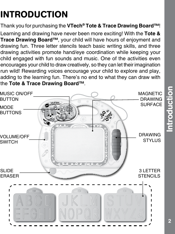 Page 3 of 10 - Vtech Vtech-Tote-And-Trace-Drawing-Board-Owners-Manual-  Vtech-tote-and-trace-drawing-board-owners-manual