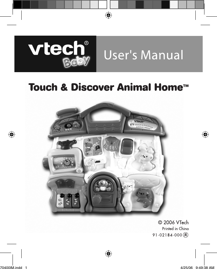 Page 1 of 10 - Vtech Vtech-Touch-And-Discover-Animal-Home-Owners-Manual- 704manual AW  Vtech-touch-and-discover-animal-home-owners-manual
