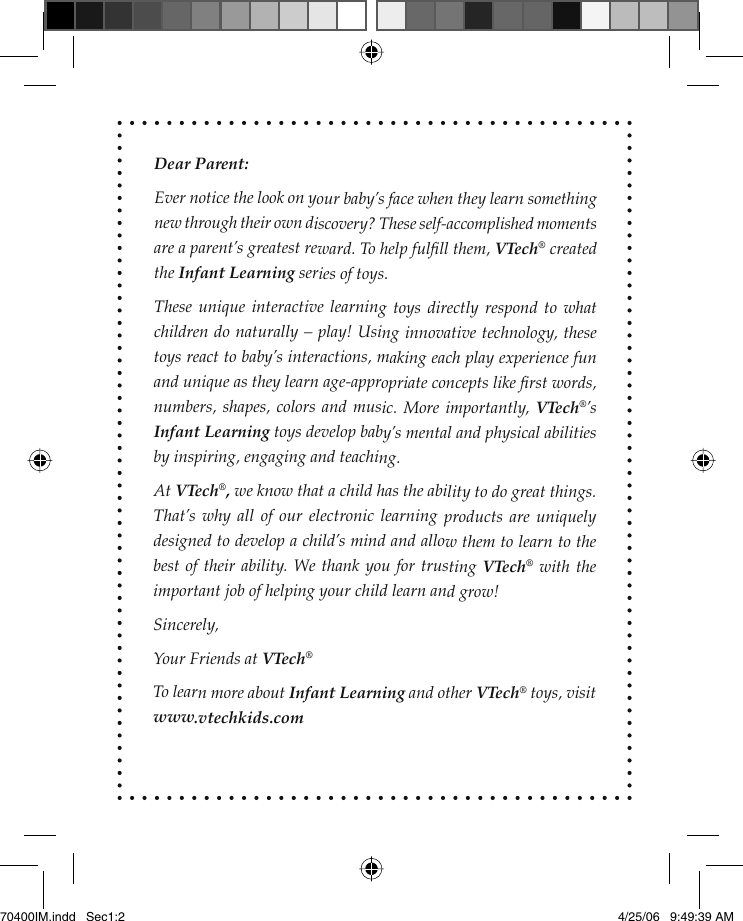 Page 2 of 10 - Vtech Vtech-Touch-And-Discover-Animal-Home-Owners-Manual- 704manual AW  Vtech-touch-and-discover-animal-home-owners-manual