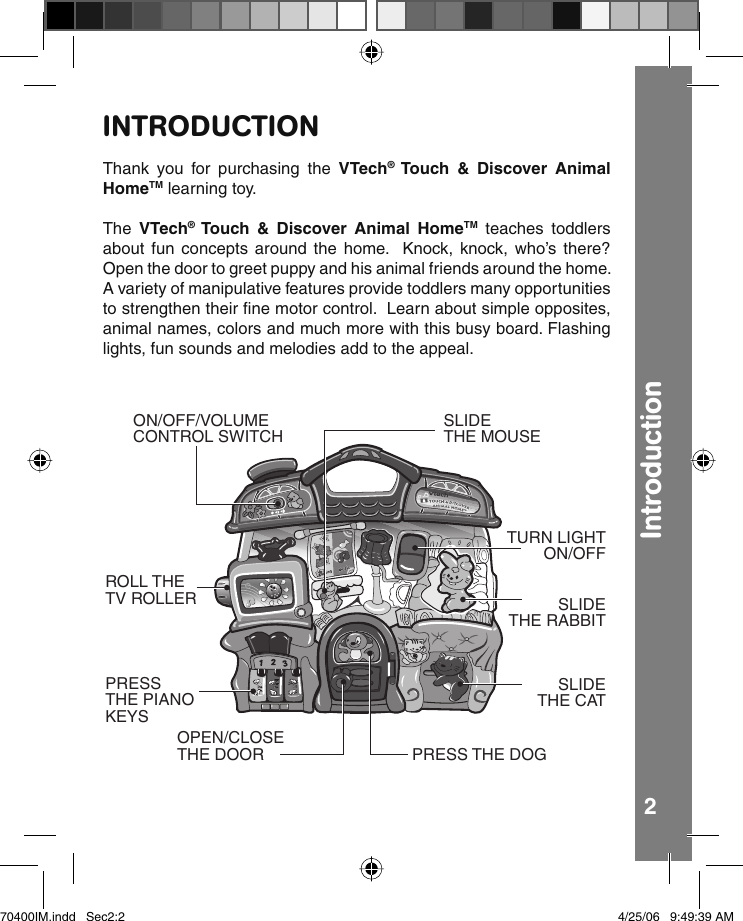 Page 3 of 10 - Vtech Vtech-Touch-And-Discover-Animal-Home-Owners-Manual- 704manual AW  Vtech-touch-and-discover-animal-home-owners-manual
