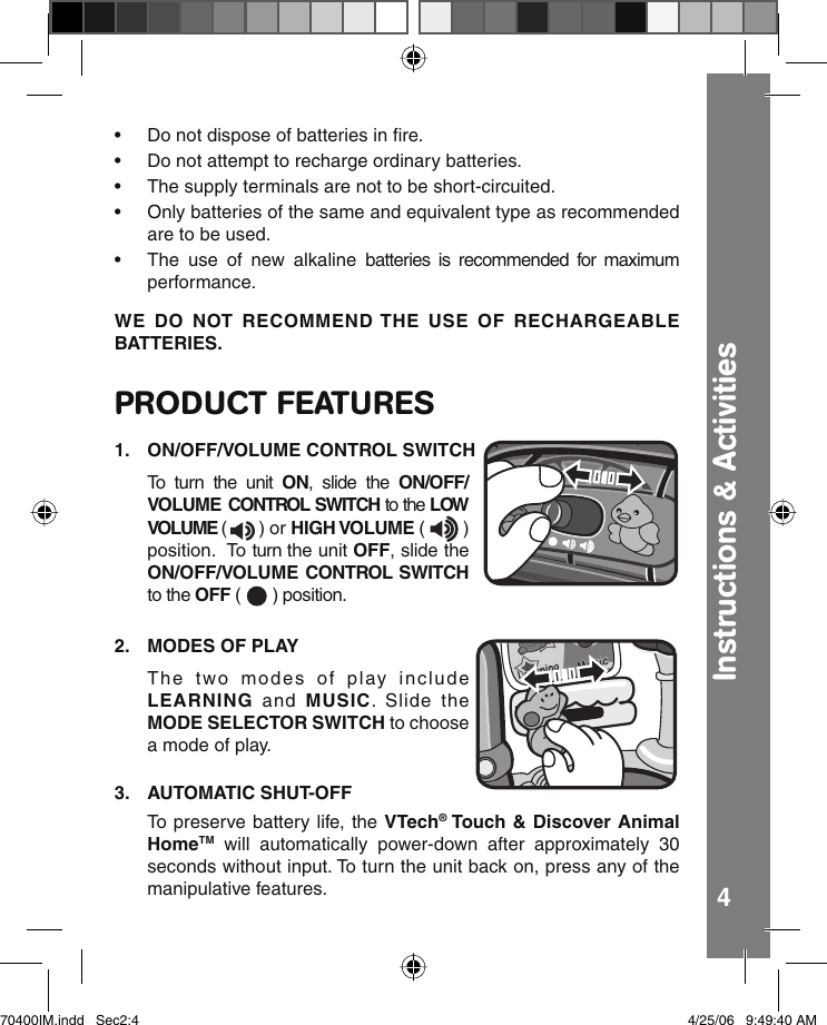 Page 5 of 10 - Vtech Vtech-Touch-And-Discover-Animal-Home-Owners-Manual- 704manual AW  Vtech-touch-and-discover-animal-home-owners-manual