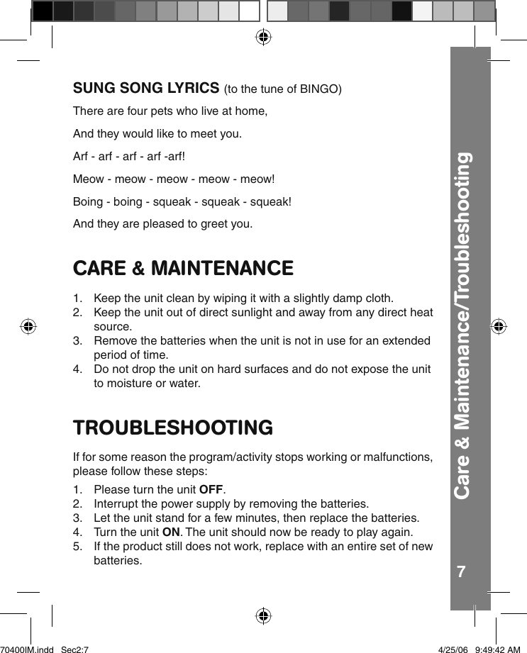 Page 8 of 10 - Vtech Vtech-Touch-And-Discover-Animal-Home-Owners-Manual- 704manual AW  Vtech-touch-and-discover-animal-home-owners-manual
