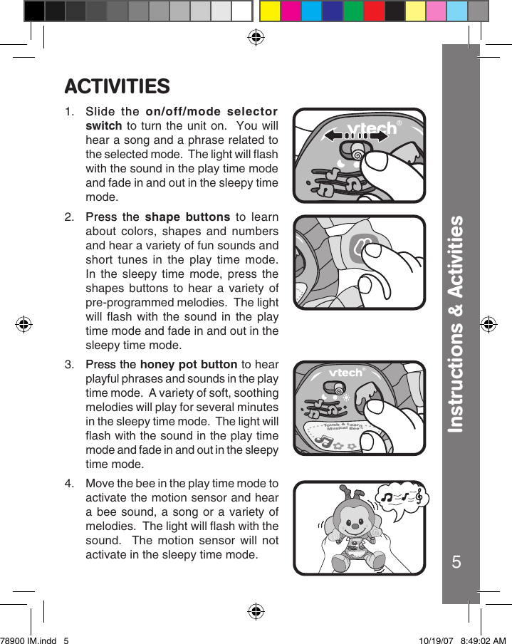 Page 6 of 10 - Vtech Vtech-Touch-And-Learn-Musical-Bee-Owners-Manual- Touch & Learn Musical Bee  Vtech-touch-and-learn-musical-bee-owners-manual