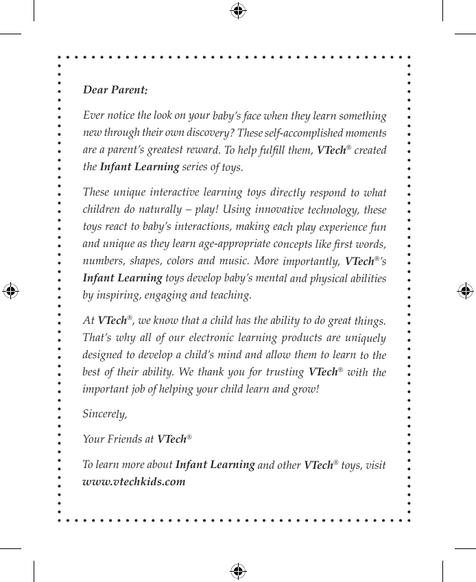 Page 2 of 10 - Vtech Vtech-Touch-And-Teach-Busy-Books-Owners-Manual- Touch & Teach Busy Books Vtech-touch-and-teach-busy-books-owners-manual