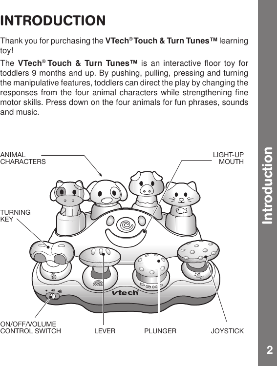 Page 2 of 9 - Vtech Vtech-Touch-And-Turn-Tunes-Owners-Manual- Touch And Turn Tunes  Vtech-touch-and-turn-tunes-owners-manual