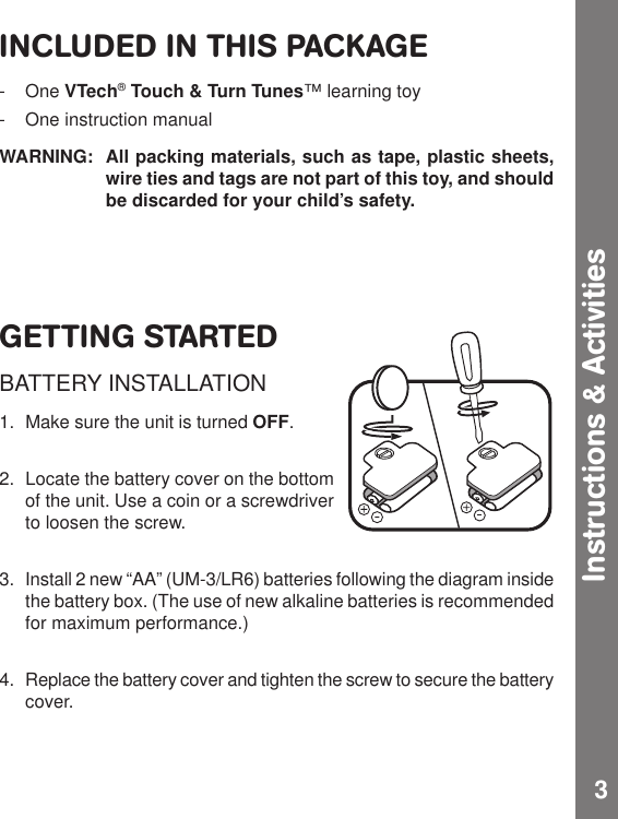 Page 3 of 9 - Vtech Vtech-Touch-And-Turn-Tunes-Owners-Manual- Touch And Turn Tunes  Vtech-touch-and-turn-tunes-owners-manual