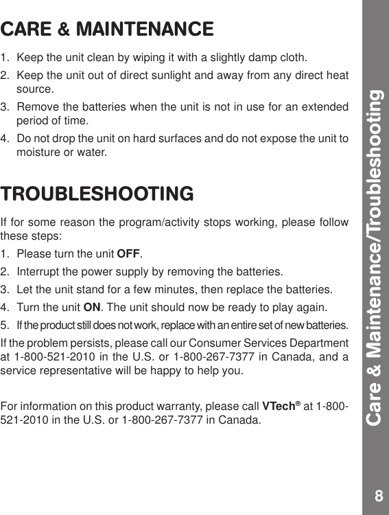 Page 8 of 9 - Vtech Vtech-Touch-And-Turn-Tunes-Owners-Manual- Touch And Turn Tunes  Vtech-touch-and-turn-tunes-owners-manual