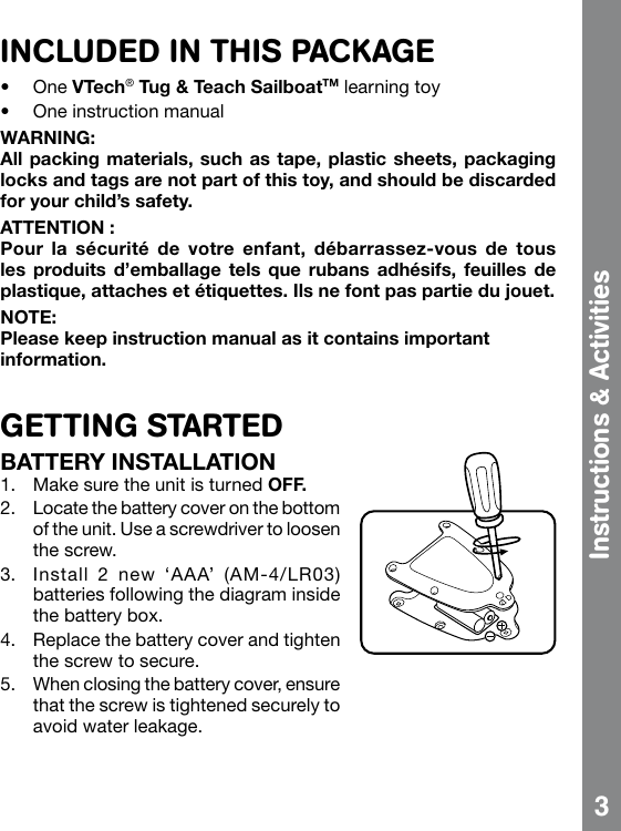 Page 4 of 10 - Vtech Vtech-Tug-And-Teach-Sailboat-Owners-Manual-  Vtech-tug-and-teach-sailboat-owners-manual