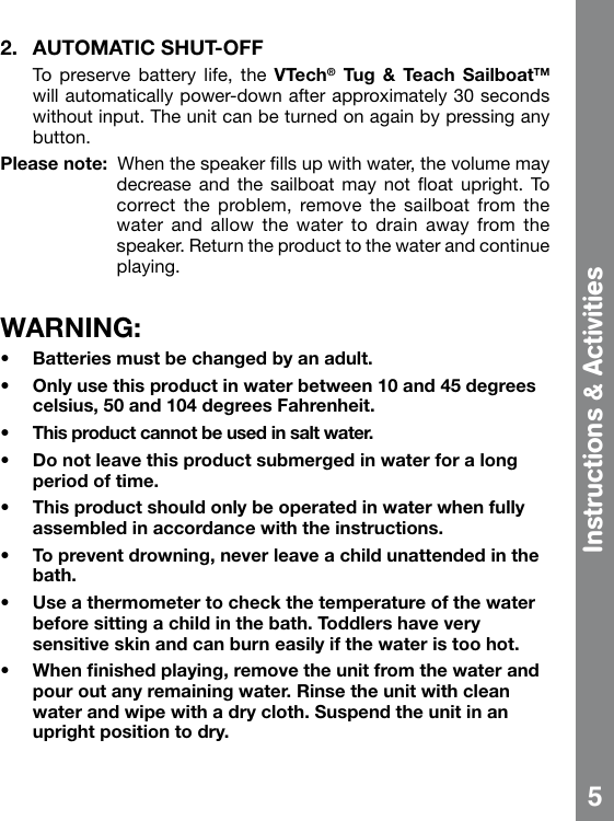 Page 6 of 10 - Vtech Vtech-Tug-And-Teach-Sailboat-Owners-Manual-  Vtech-tug-and-teach-sailboat-owners-manual