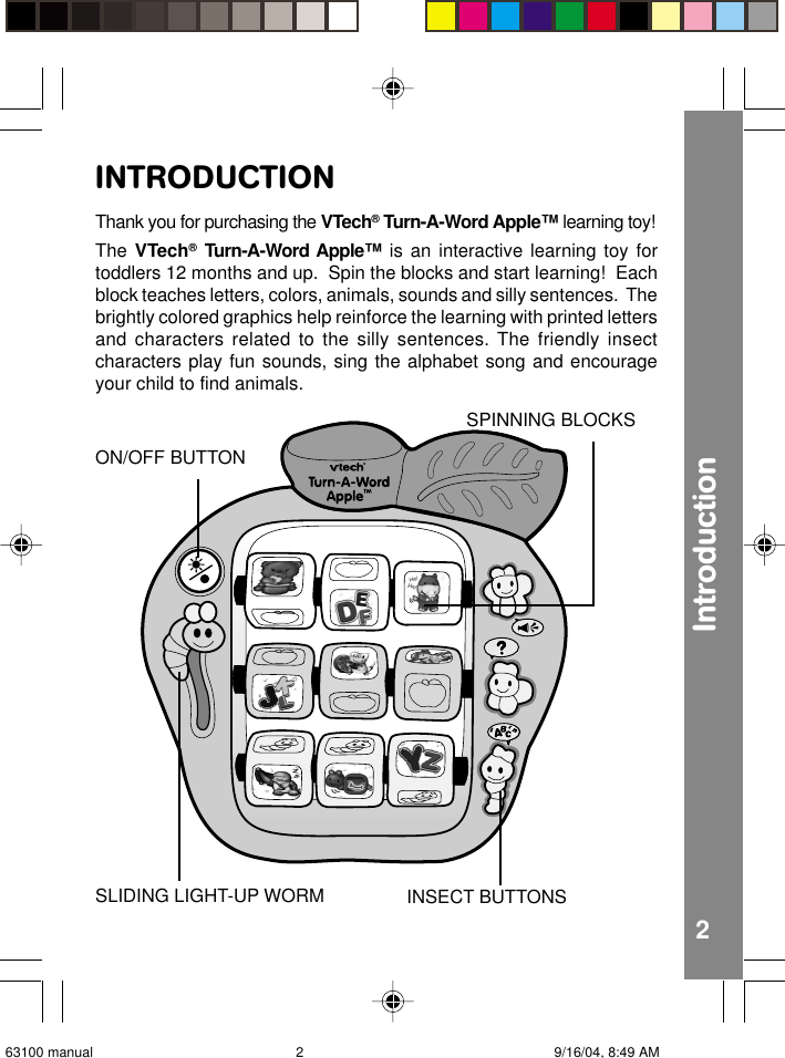 Page 3 of 10 - Vtech Vtech-Turn-A-Word-Apple-Owners-Manual- Turn-A-Word Apple  Vtech-turn-a-word-apple-owners-manual